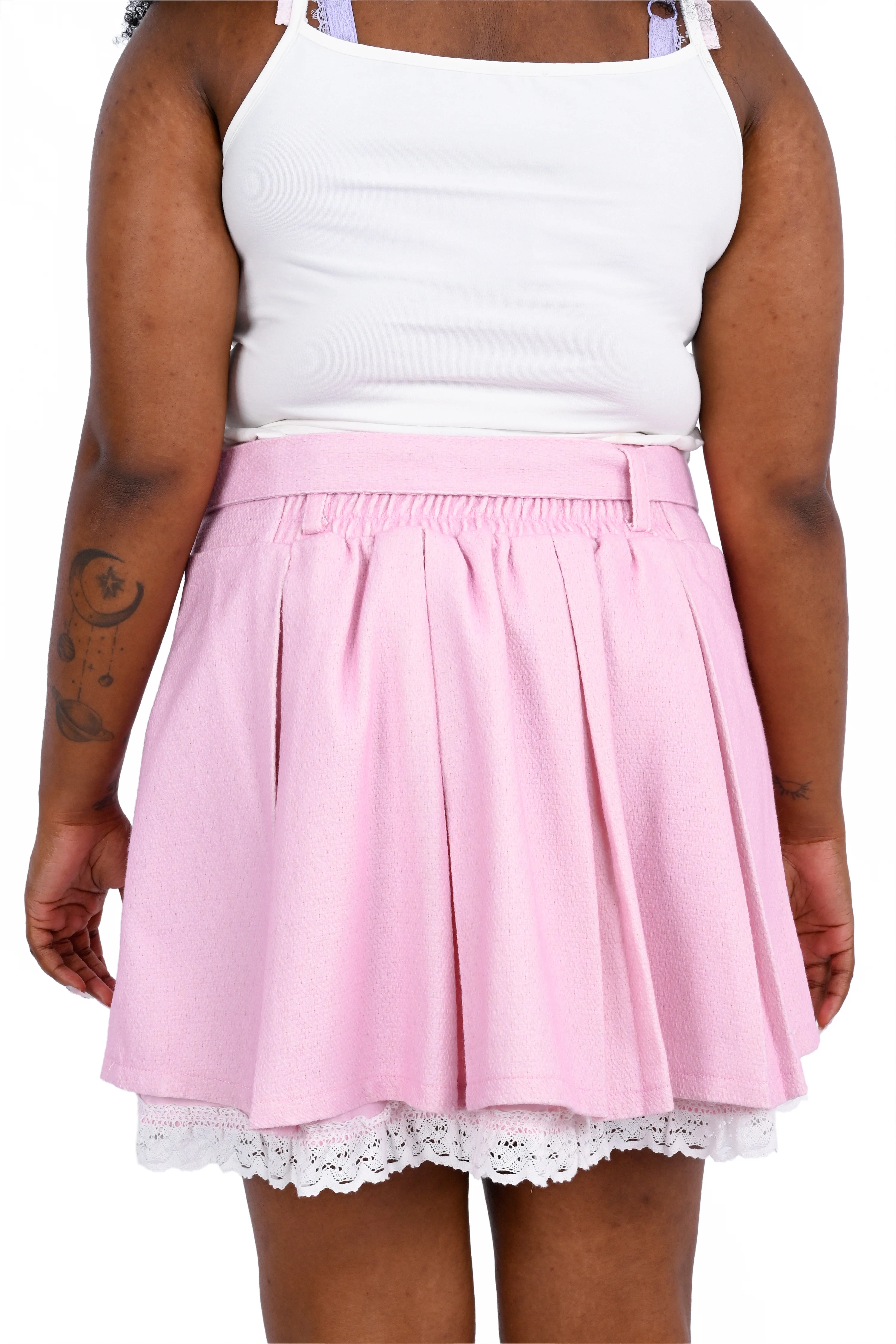 Charlotte Pleated Skirt - Pink/White - Image 3