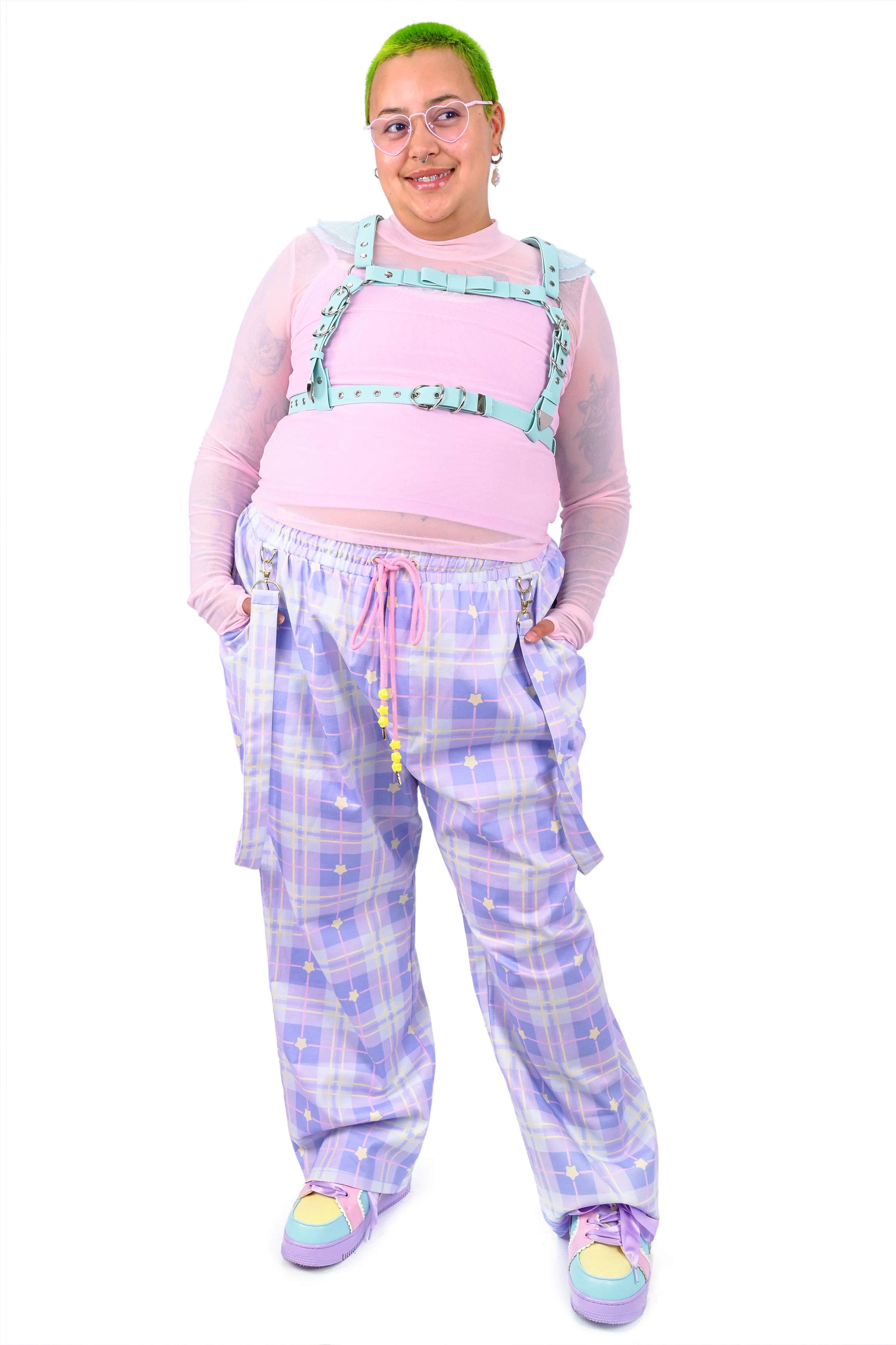 Dreamy Star Plaid Pants - Periwinkle