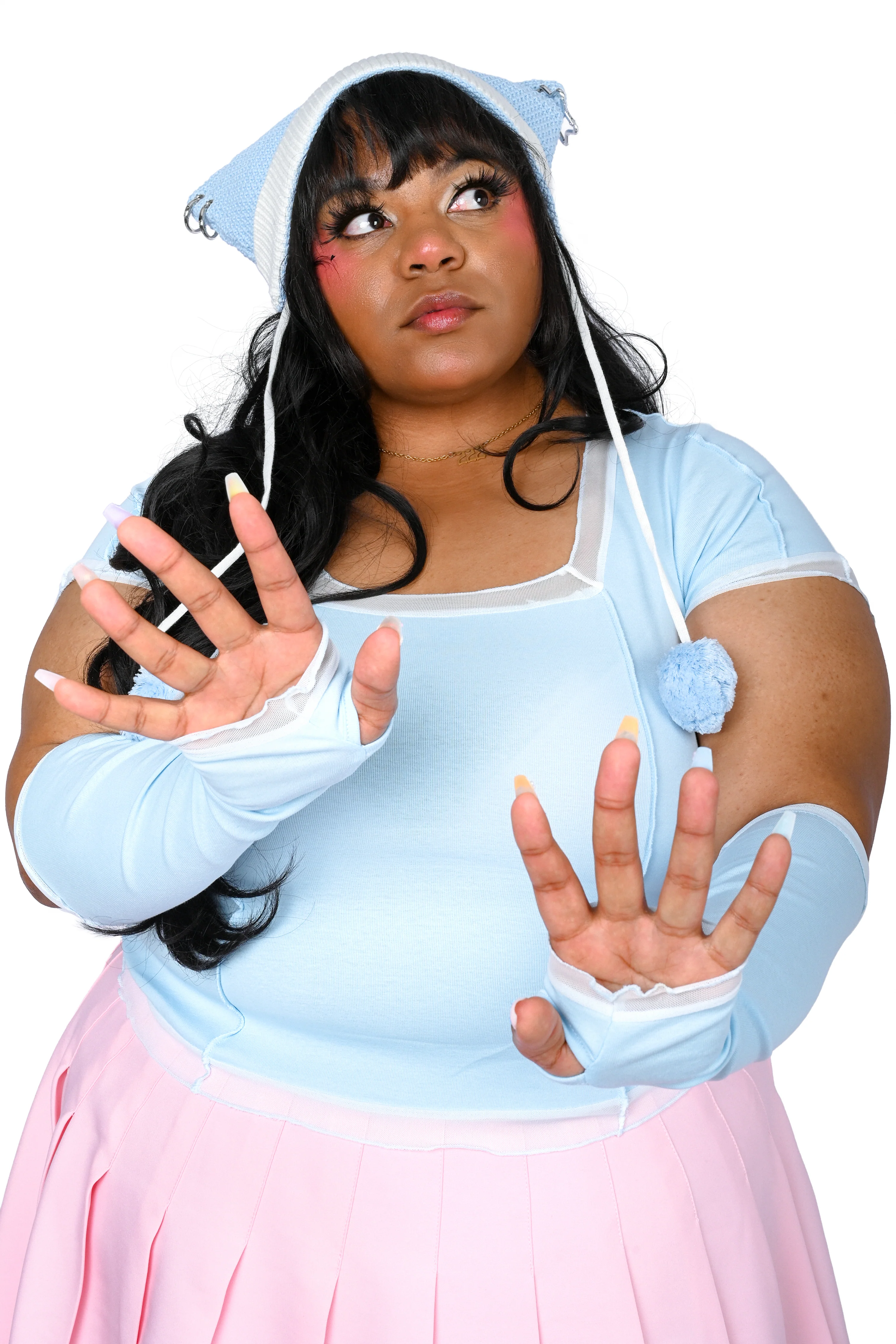 Izzy Armwarmer Crop Top - Blue - Image 4