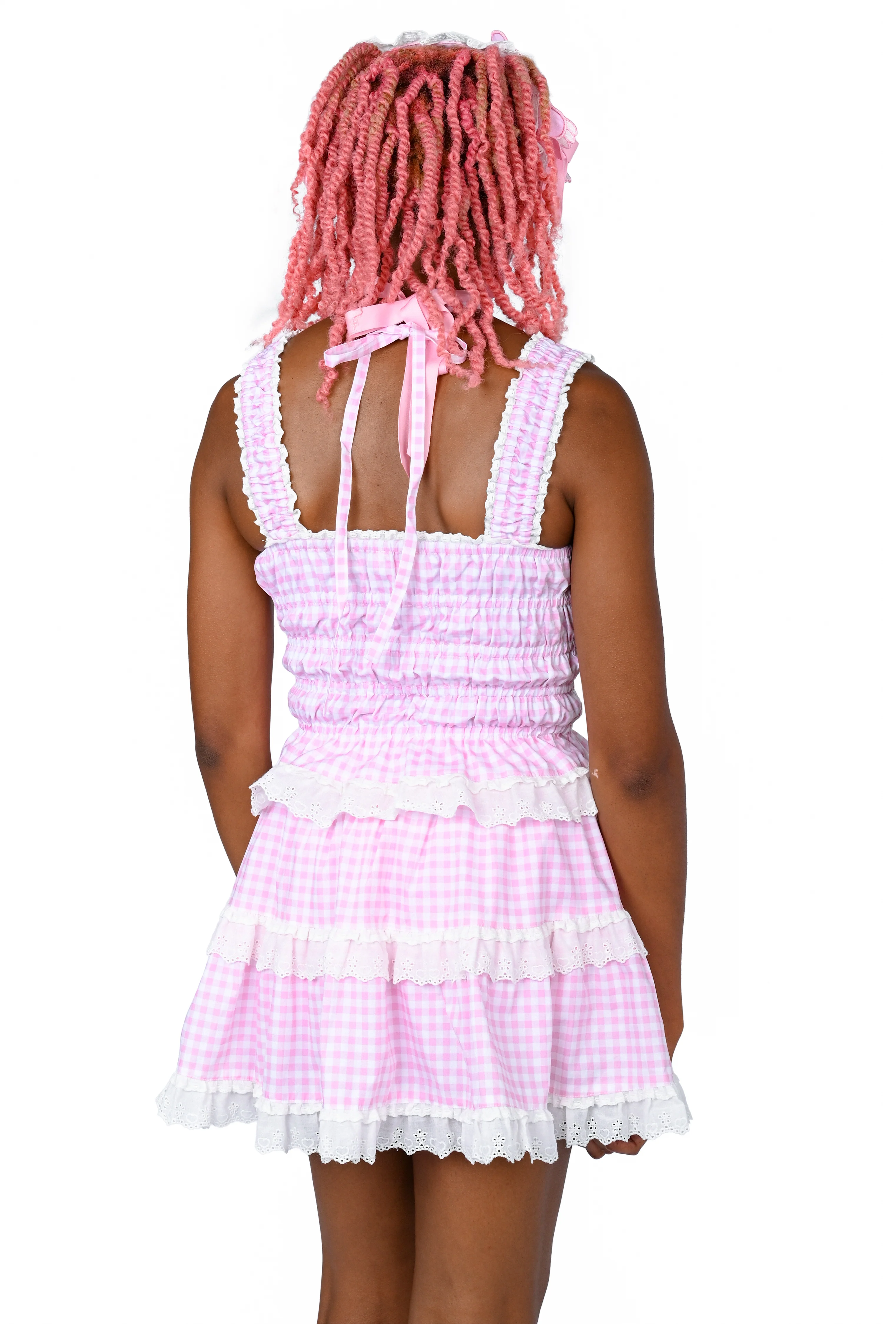 Katherine Shirred Camisole - Pink Gingham - Image 3