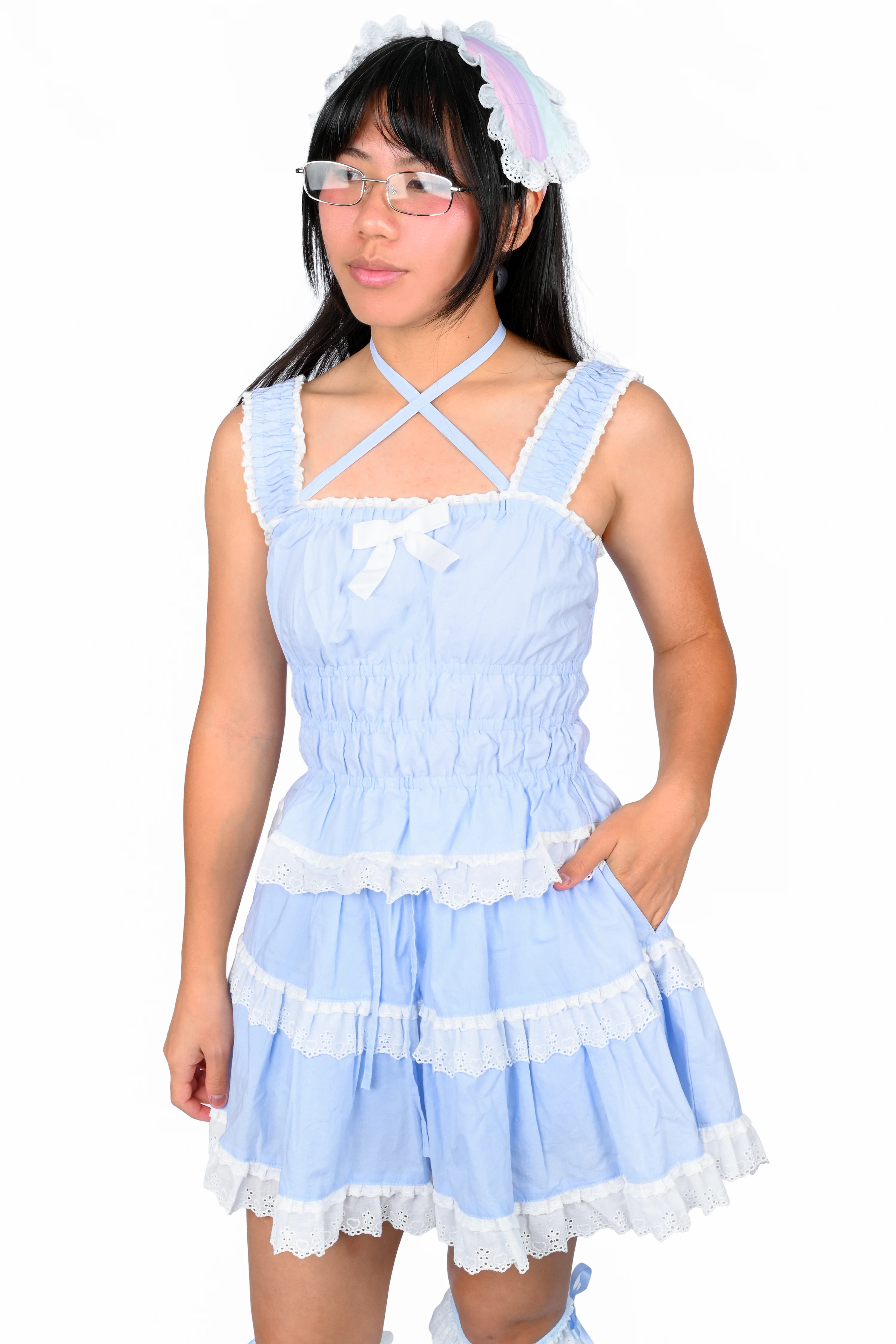 Katherine Shirred Camisole - Sky Blue - Image 2