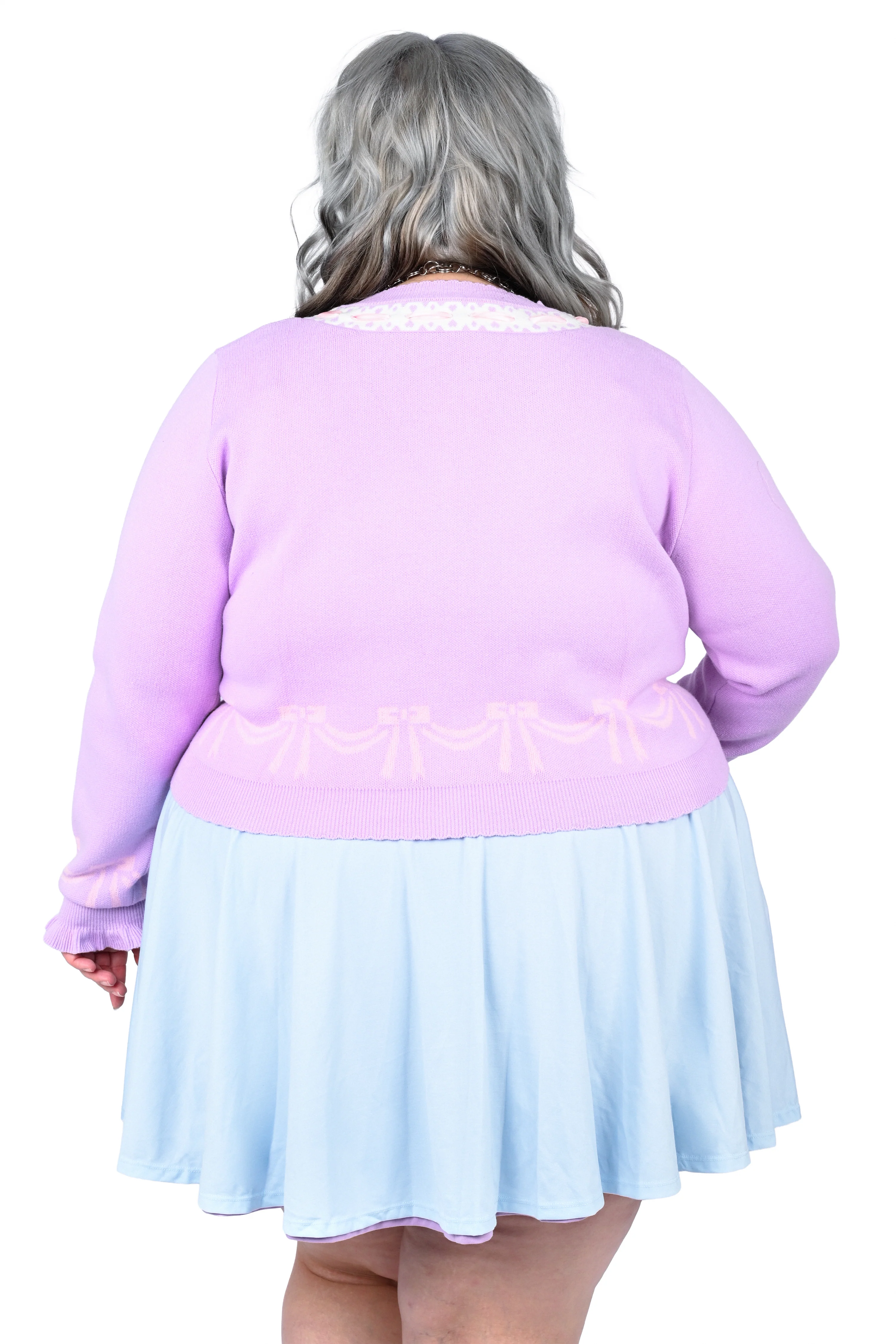 Sleepy Kittens Cropped Cardigan - Lilac - Image 10