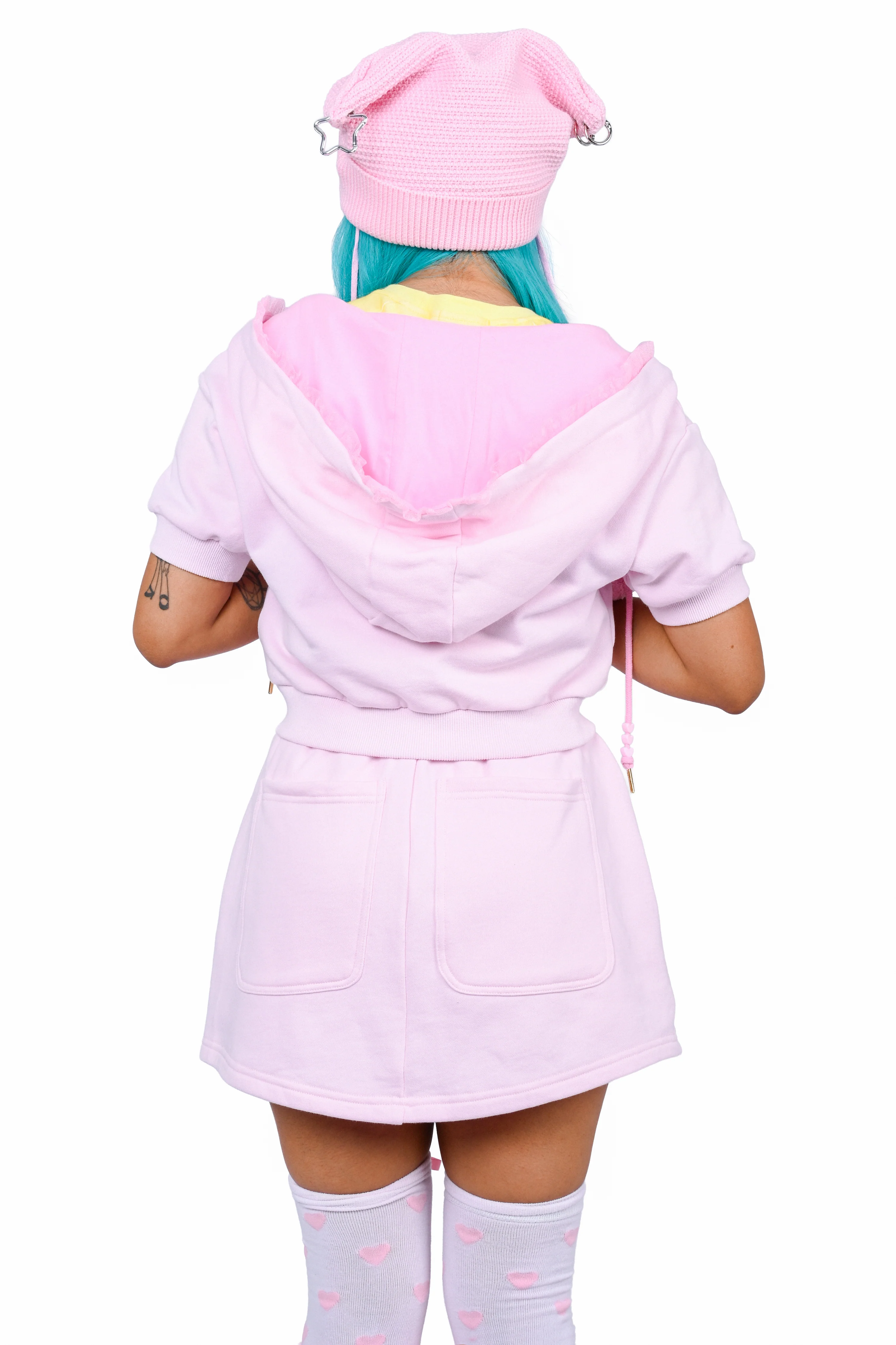 Sugarheart Short-Sleeve Cropped Hoodie - Image 6