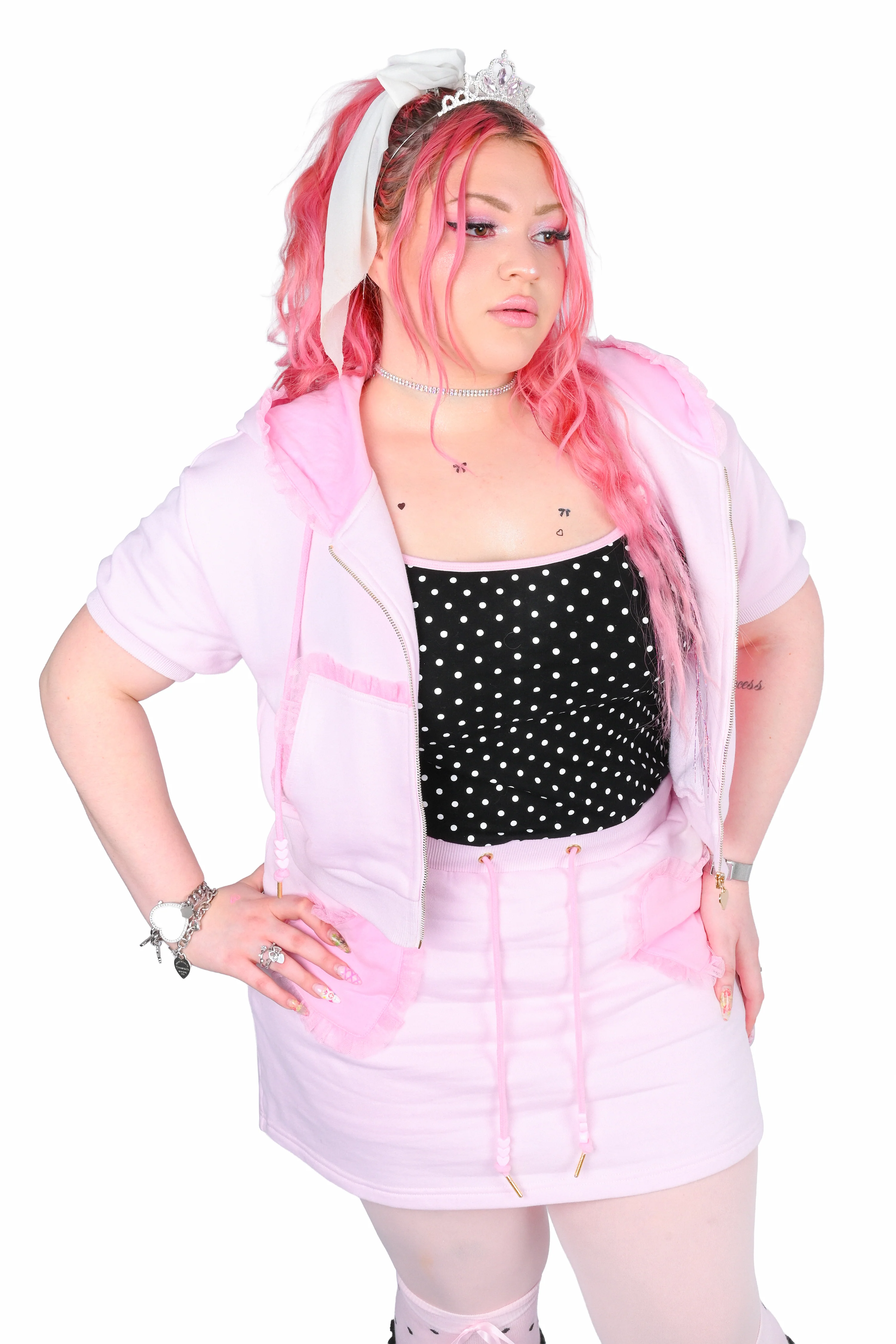 Sugarheart Short-Sleeve Cropped Hoodie - Image 7