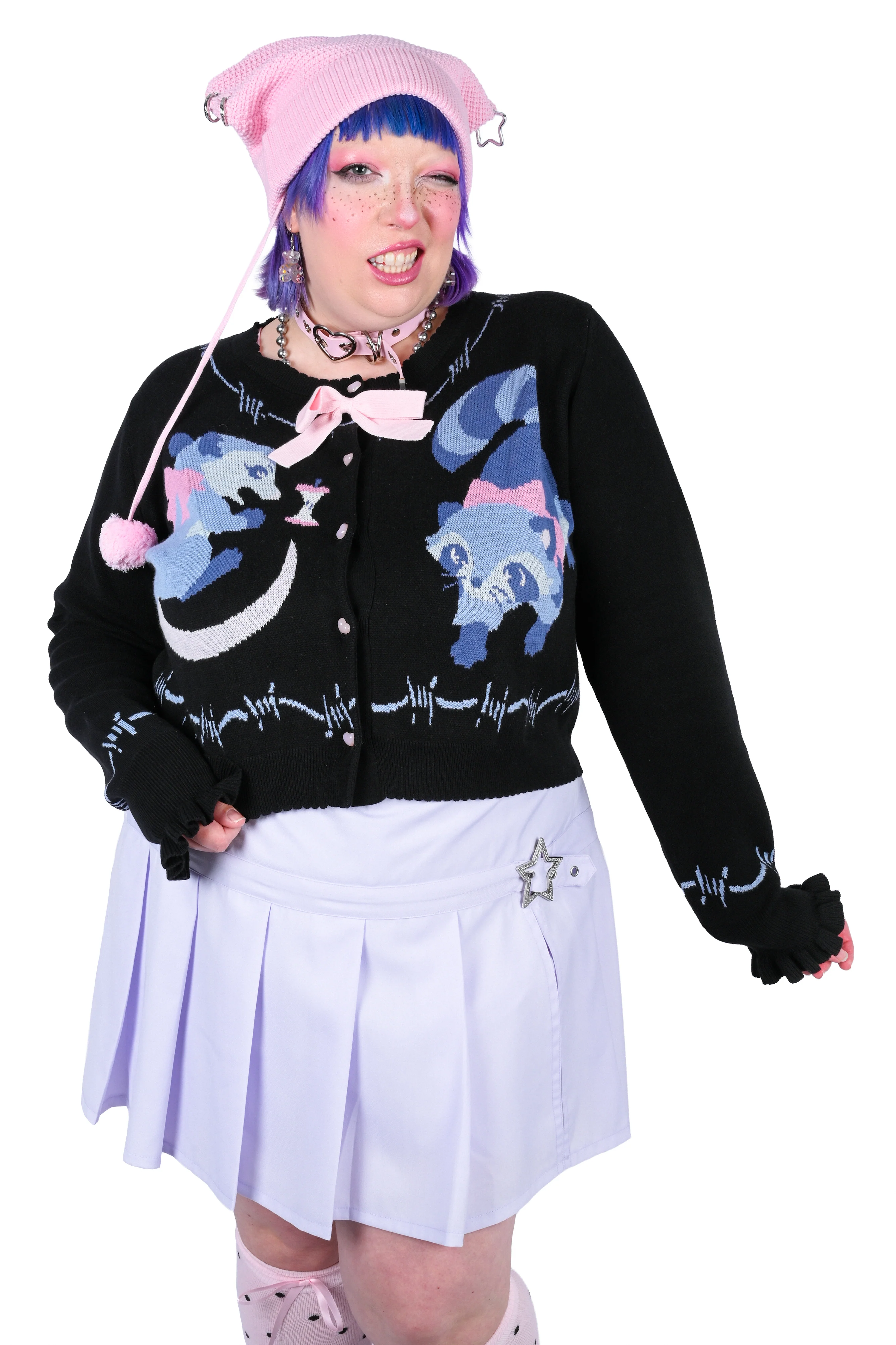 Trash Parade Cropped Cardigan - Black
