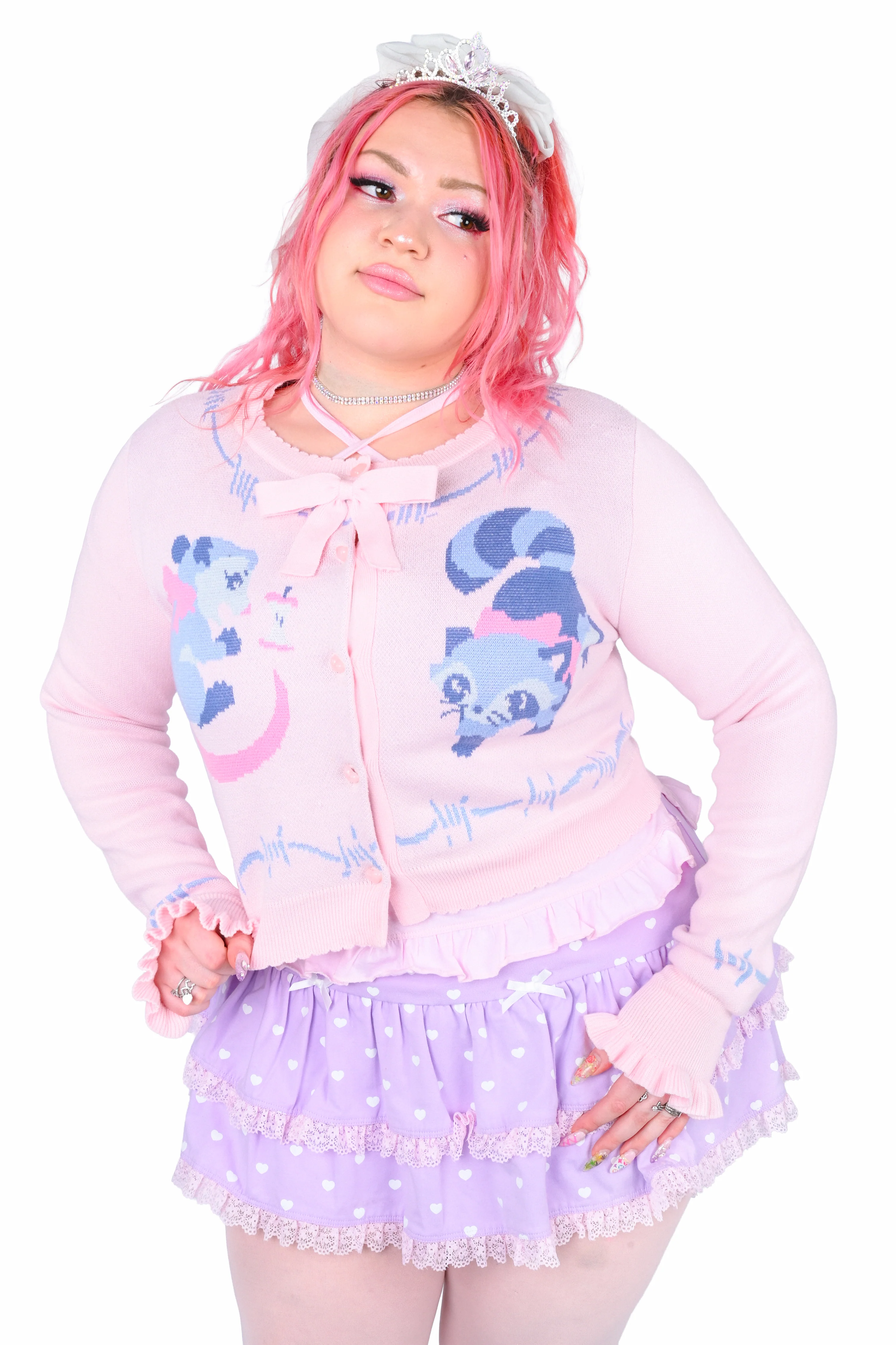 Trash Parade Cropped Cardigan - Pink